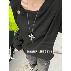 XZ809A/SYR55/特P24/控48小蛇纹设计感领口长袖T恤卫衣，男装T恤，星座809A(原222-1)