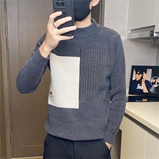 83909-特P50秋冬季撞色毛衣保暖针织修身打底衫冬装潮牌，男装T恤，电商D310B-1