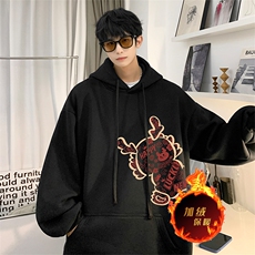 龙年卫衣冬季美式加绒加厚连帽卫衣外套DL1779常规特P35加绒特40，男装卫衣，电商A486
