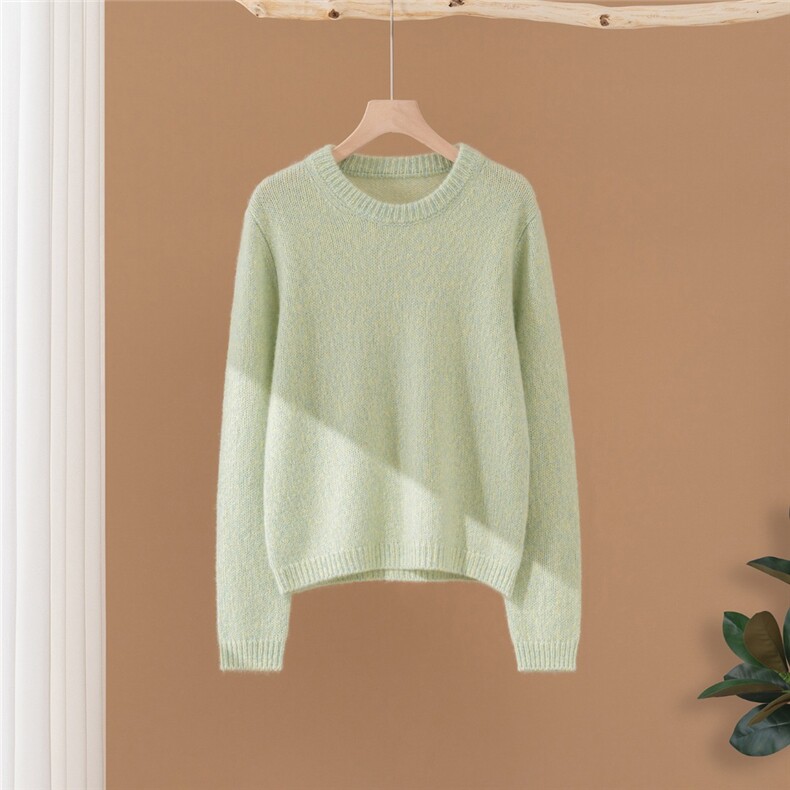 2025年秋季圆领长袖套头时尚百搭通勤简约休闲短款套头衫，女装羊绒衫，启东羊绒