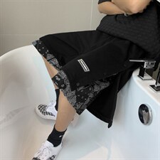 假两件腰果花排扣短裤男士夏季外穿宽松运动五分沙滩裤DK875-p28，男装休闲裤，星座1008-1
