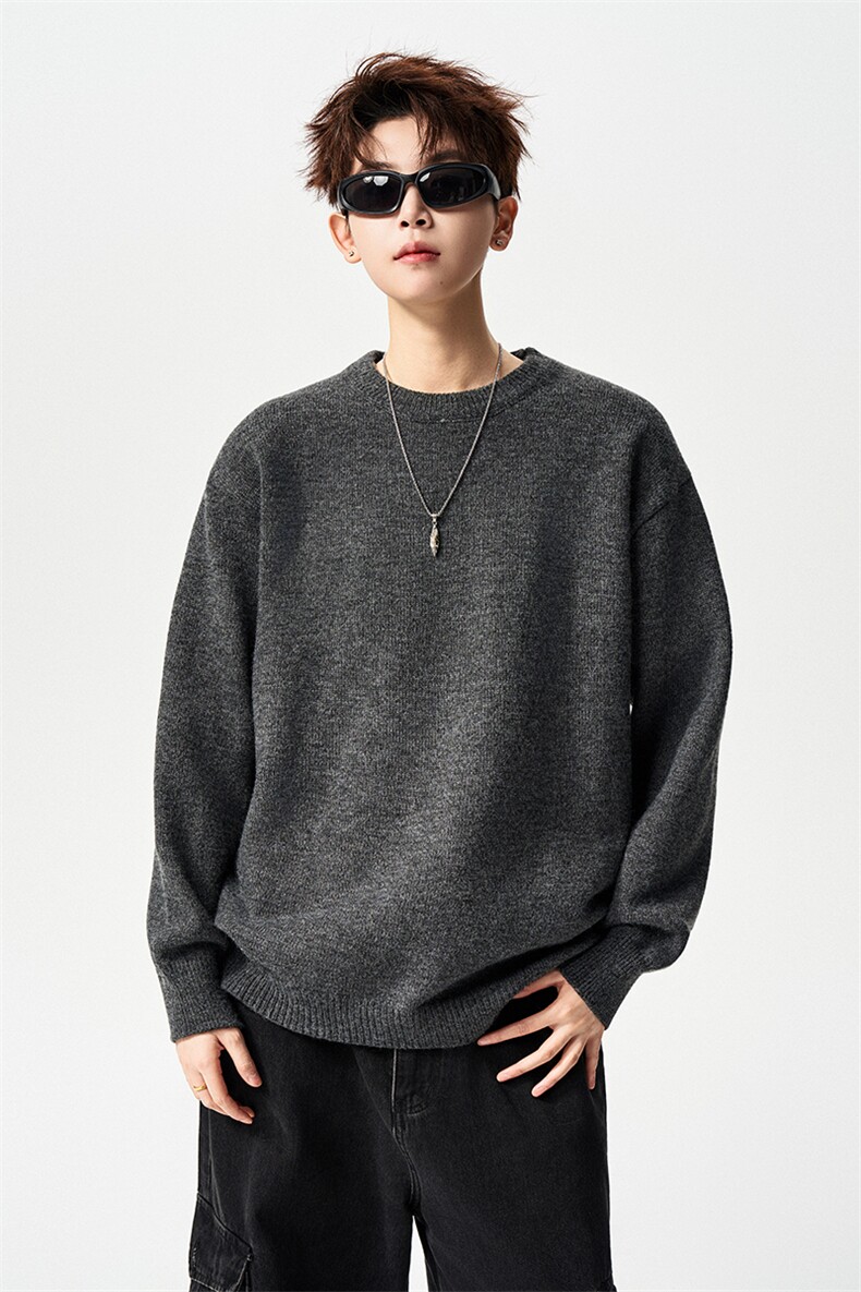 有长图冬季复古休闲基础宽松针织衫男大码圆领毛衣内搭MY9502/P45,男装针织衫/毛衣,电商B316
