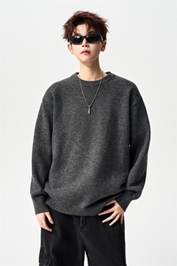 有长图冬季复古休闲基础宽松针织衫男大码圆领毛衣内搭MY9502/P45图片