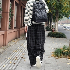 加绒卫裤肌理感格纹休闲裤男2025搭配卫衣毛衣日系裤子1030/P55，男装休闲裤，星座1412-2