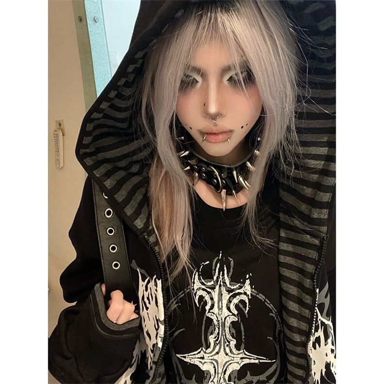 亚文化穿搭卫衣外套女秋季薄款宽松上衣美式显瘦长袖JKW213,女装短外套,星座516A