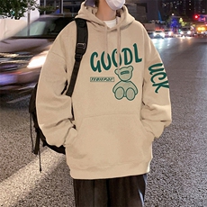 CM018P60加绒65宽松连帽卫衣秋冬新款帽衫港风潮小熊外套，女装短外套，星座304A-1