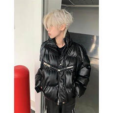 【有货】解构短款PU皮立领棉服外套面包服棉衣MY8080特P112，男装棉衣，星座908-1