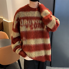 撞色毛衣男秋冬季设计感慵懒风针织外套保暖套头圆领线衣，男装针织衫/毛衣，星座716-2