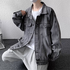 春秋新款宽松牛仔外套男工装夹克百搭港风休闲上衣服JK8808/P58，男装工装外套，星座506