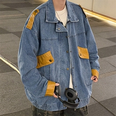 港风秋季牛仔外套男潮牌炸街休闲百搭牛仔夹克男JK02173-P80，男装工装外套，星座308B-2