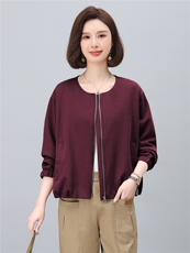 卫衣外套女2025新款秋季薄款圆领短款拉链开衫小香风中年妈妈秋装，女装短外套，涵誉