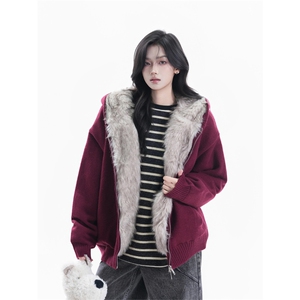 网图有货 座山雕外套翻毛领棉服保暖针织开衫棉衣男女 A1100-P128图片