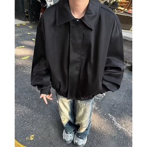 港风秋款男夹克衫行政夹克拉链外套有垫肩JK0847 P68图片