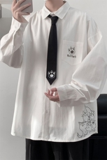 痞帅领带长袖衬衫男士大码dk制服男jk衬衣男LC42107-P45，男装衬衫，电商A040