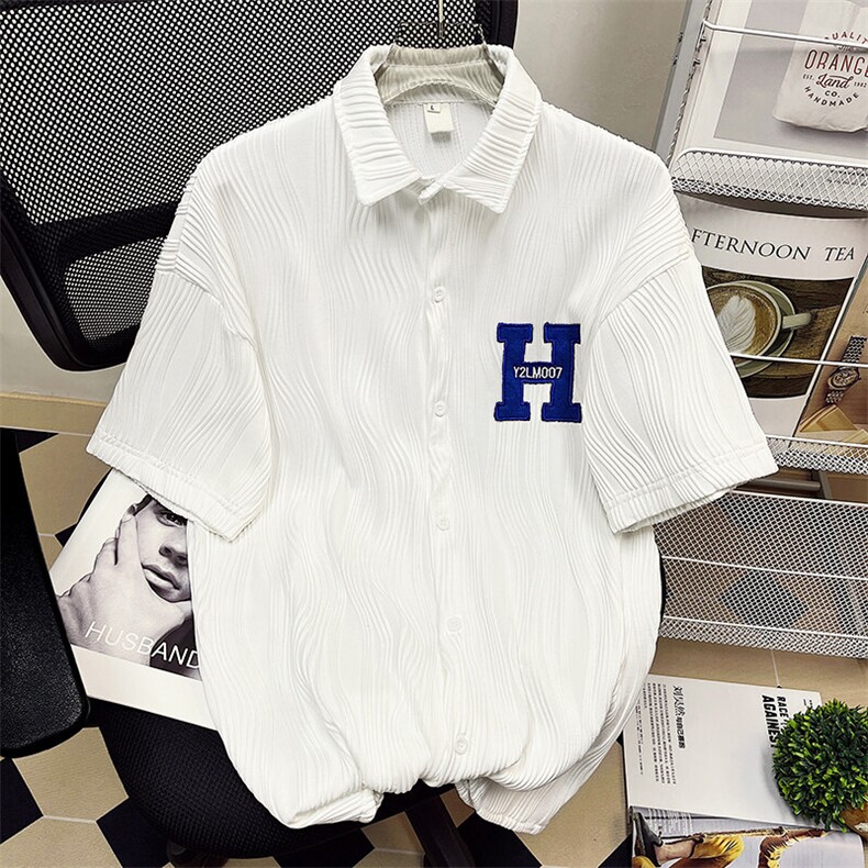 1港风短袖衬衫情侣大码M-5XL中性风网红短袖衬衫DSC7767特P35控58，男装T恤，星座226-2