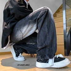 美式ins高街hiphop重工艺水洗直筒工装牛仔裤货号K691P60，男装牛仔裤，电商A063