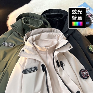 冲锋衣三合一可拆卸秋冬季户外发光臂章登山服外套CZ3458 P130图片