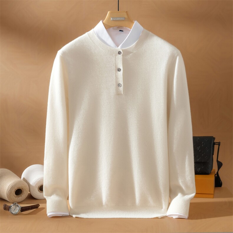 2025舒适百搭秋季新款软糯舒适亨利领男款羊绒衫，男装羊绒套衫，英皇羊绒