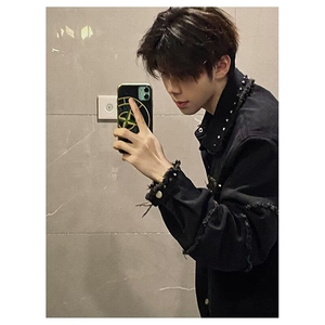 毛边牛仔外套男款铆钉工装夹克cleanfit美式牛仔衣褂子 JB205图片