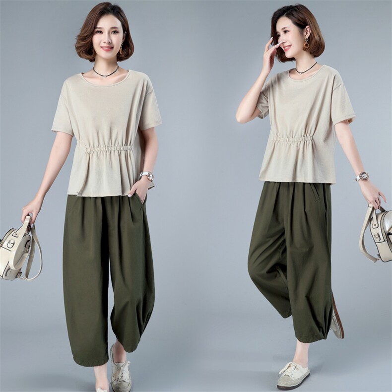 套装女休闲减龄2024年夏季新款潮韩版时尚气质两件套装裤子洋气，女装套装/套裙，简韵佳