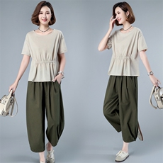 套装女休闲减龄2024年夏季新款潮韩版时尚气质两件套装裤子洋气，女装套装/套裙，简韵佳