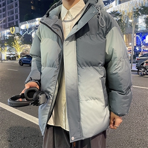 港风冬季情侣时尚棉衣宽松连帽渐变色棉服B343/8807/P100图片