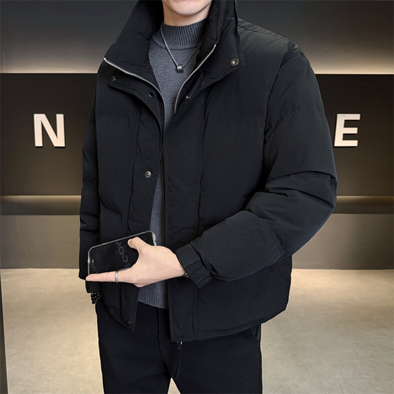 新标90纯色无帽立领羽绒服休闲百搭上衣外套男A329-YR2552-P270,男装羽绒服,电商A329