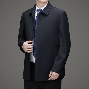 MJ8706秋冬款男士纯色夹克商务老干部外套通勤爸爸装翻领百搭男装图片