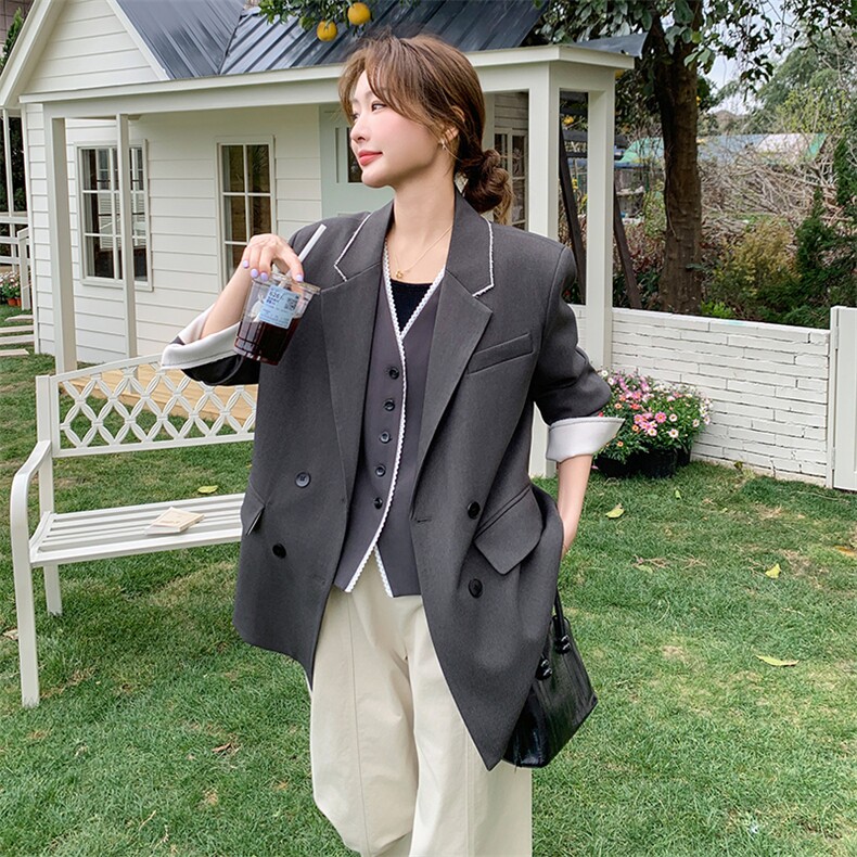 欧货时尚百搭西装外套女春秋新款高级感气质减龄韩版休闲西服，女装西装，维壹