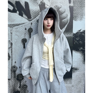 抖音得物高品质 25秋冬美式高街宽松结构防风高领连帽卫衣外套W60图片