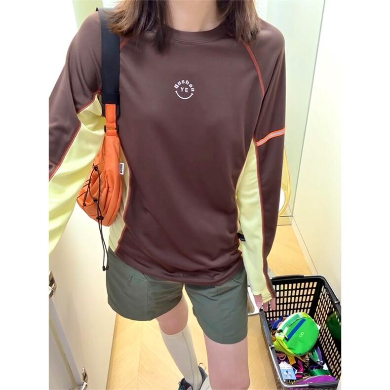 高品户外山系轻薄透气速干撞色骑行运动长袖T恤男女A1354-P48，男装T恤，星座1505