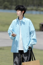 8XL-M泡泡纱盐缩肌理长袖衬衫男夏季冰丝外套防晒衬衣CS29007P40，男装衬衫，电商B312