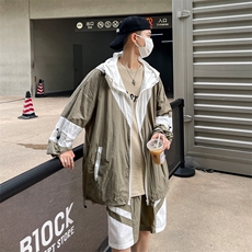 夏季防晒服套装运动风拼色时尚防晒衣夹克衫男XZ514-2-1609-P98，男装防晒衣，星座514-2(原B239)