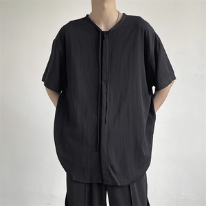 2024夏季新款原宿潮牌百搭衬衣设计感短袖衬衫男 现货 W8181-P30图片