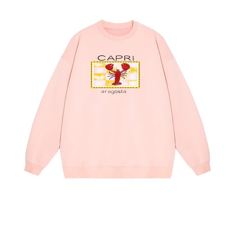 2025年秋季通勤套头长袖时尚百搭通勤简约休闲小龙虾印花，女装卫衣/绒衫，花可