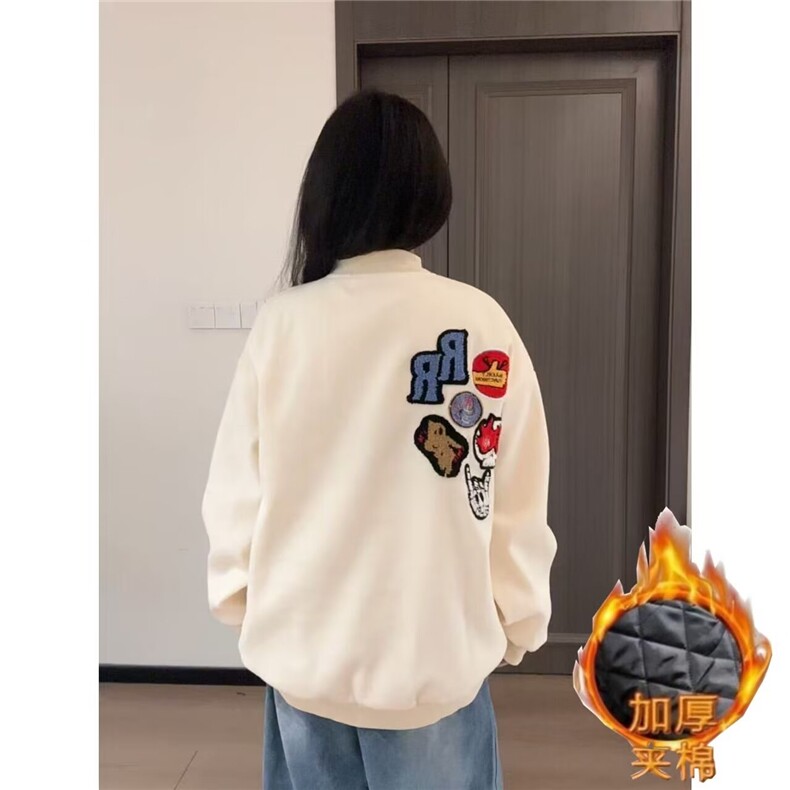 美式高街棉服男女冬季加厚宽松情侣棒球服夹克外套WYA235,男装夹克,星座516A