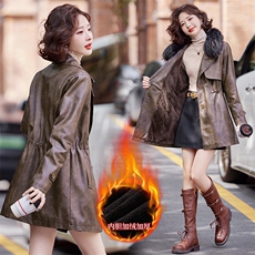 【2024冬季女装新款】时尚港风双排扣可脱卸真毛毛领加绒皮棉皮衣，女装皮衣，魅衣本色