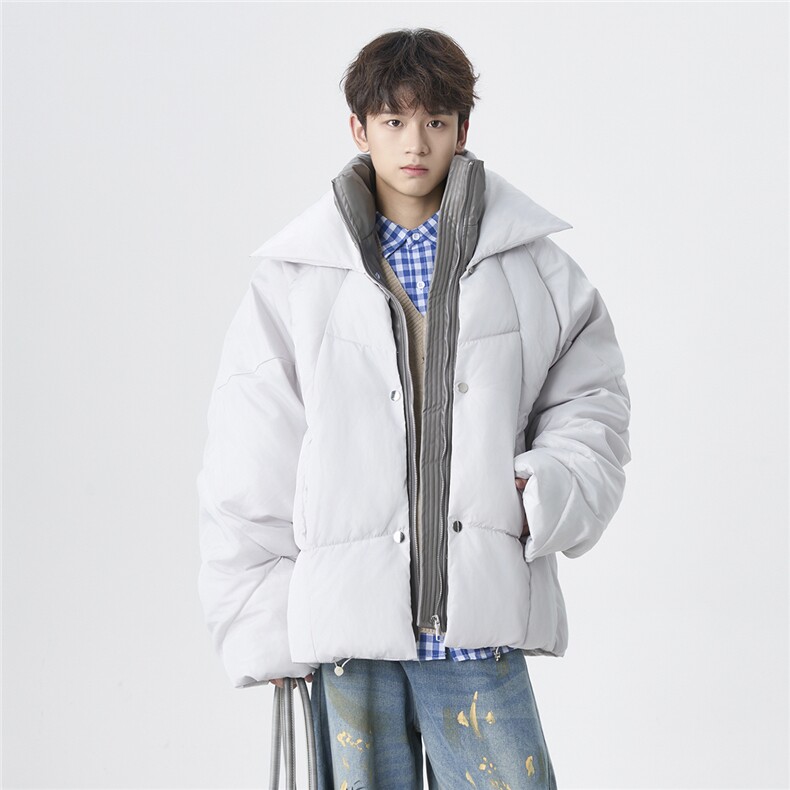 双层领PU皮拼接假两件棉服外套男冬季加厚MY1133-特P90，男装棉衣，星座403（原603-1）