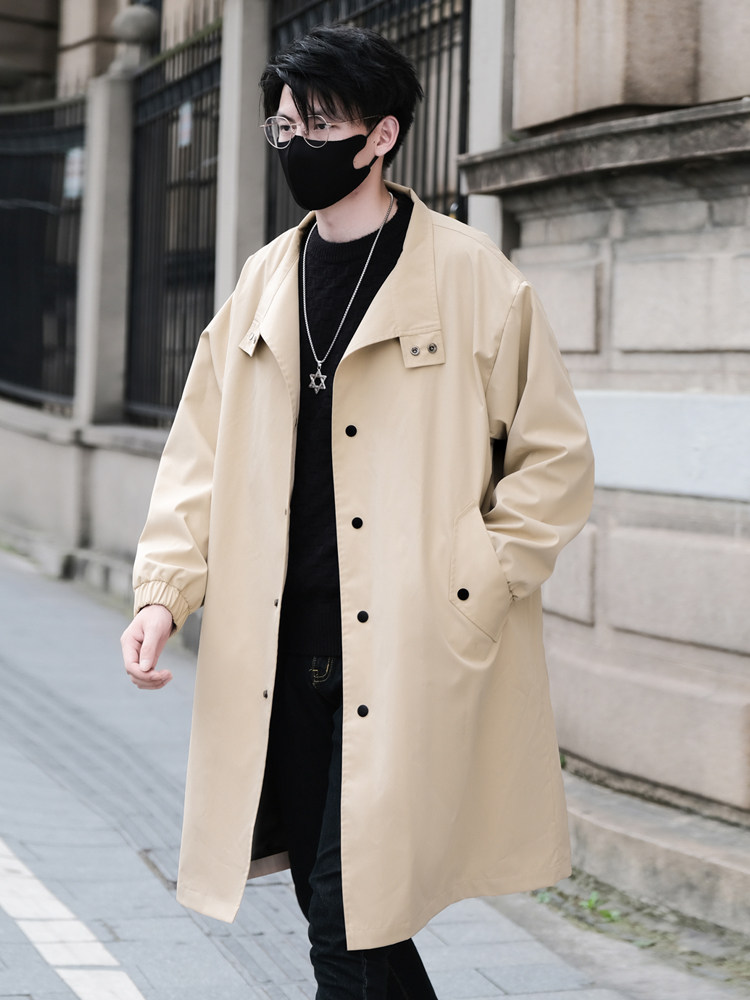得物长年大货风衣男中长款呢大衣男F987款P95韩风外景B,男装风衣,星座401