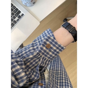网图】B221 美式ins高街暗黑宽松格子长袖衬衫SY2546-特P30控59图片