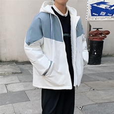 1港风情侣连帽宽松休闲拉链时尚大码M-5XL棉服外套男7786P60控98，男装棉衣，星座226-2