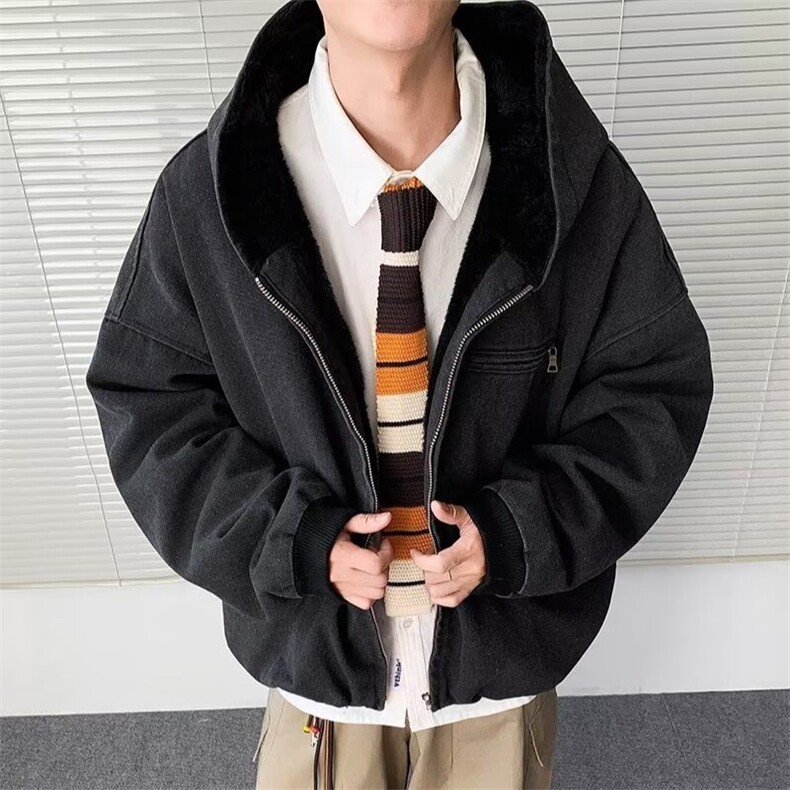 男士卫衣秋冬季2025新款宽松韩系慵懒风连帽开衫拉链外套图片
