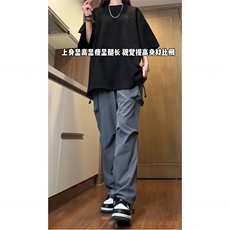 深度库存2026春装新款中性风垂感冰丝裤休闲裤宽松工装裤K259-P38，男装工装外套，电商A099