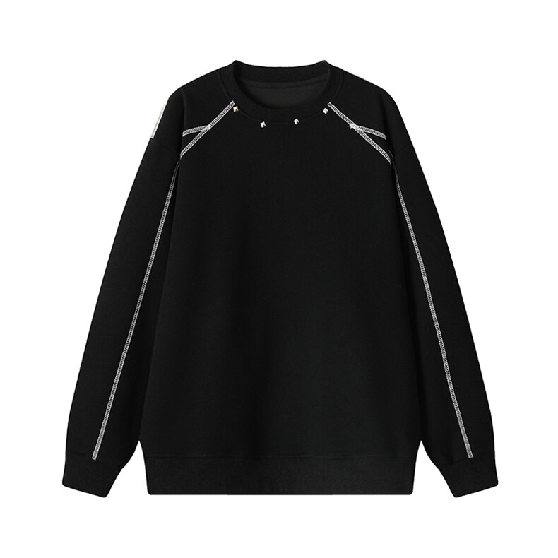 2025新款华棉高克重420g拼接解构铆钉长袖卫衣男W5413-特P35控68,男装卫衣,电商A001