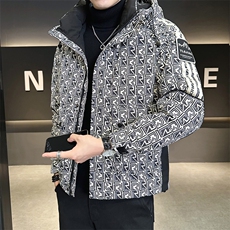 工装字母满印花羽绒服男新款设计感连帽外套A329-YR9865-P185，男装羽绒服，电商A329