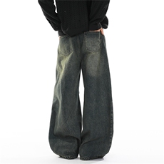 xz905-2-Z086#P65-（控98）美式宽松阔腿牛仔裤，男装牛仔裤，星座905-2