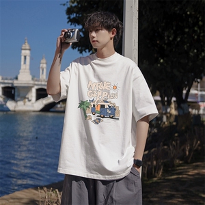 高街复古纯棉潮流时尚简约复古上衣日系潮牌休闲短袖T恤HY123TP20图片