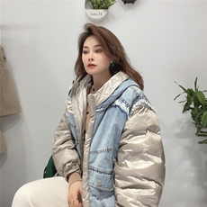 拼牛仔羽绒服，女装羽绒服，YCJ