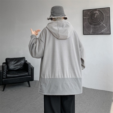 8XL-M大码摇粒绒卫衣套头连帽半拉链宽松美式复古外套WY9103/P68，女装短外套，电商B238