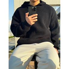 冬季纯色简约连帽毛衣男日系宽松穿搭复古慵懒休闲针织衫MS21，男装针织衫/毛衣，星座1116A（原606A-3）